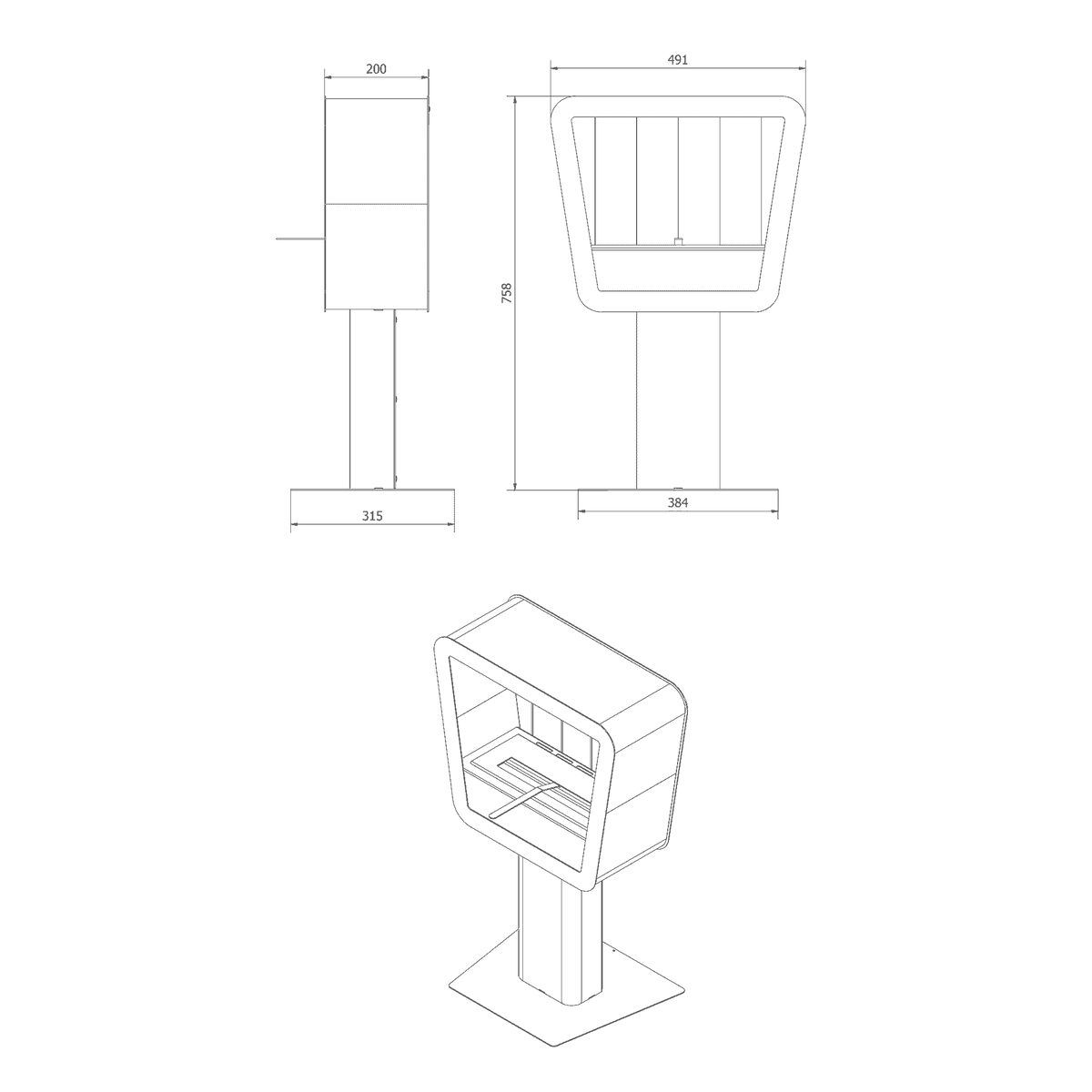 Standkamin PRISMO Bioethanol – Eiche – Ansicht 3