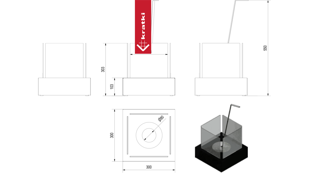 Standkamin TANGO 3 Bioethanol – Weiss – Ansicht 5