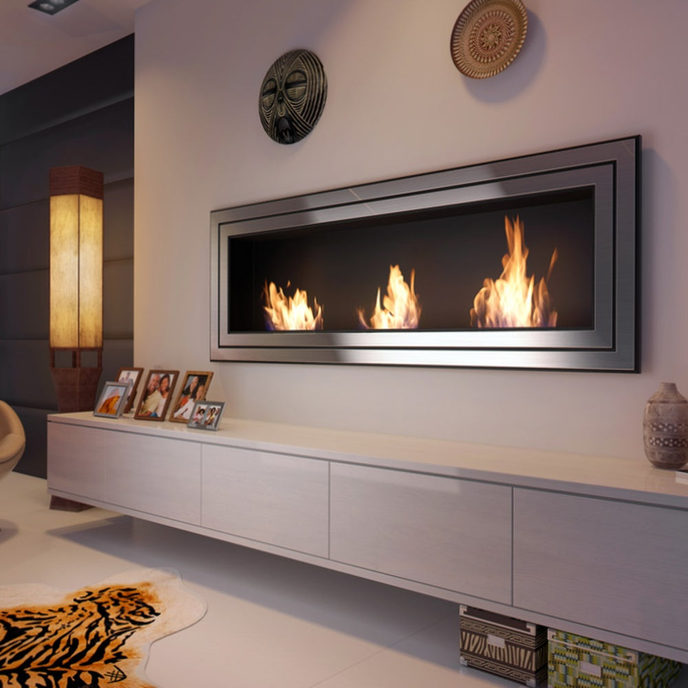 Wandkamin Juliet 1800 Bioethanol mit silberfarbener Front – Ansicht 1
