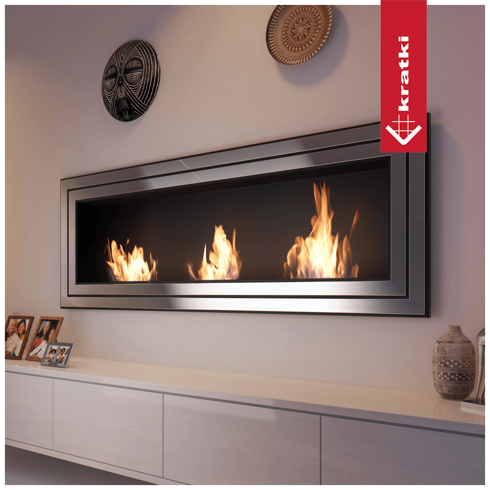 Wandkamin Juliet 1800 Bioethanol mit silberfarbener Front – Ansicht 2