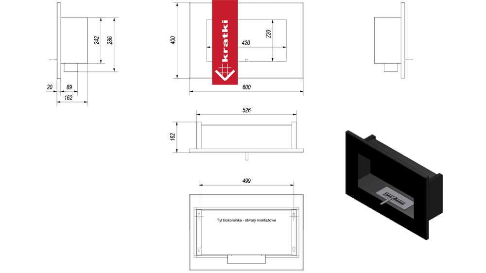 Wandkamin DELTA Bioethanol – Schwarz – Ansicht 5