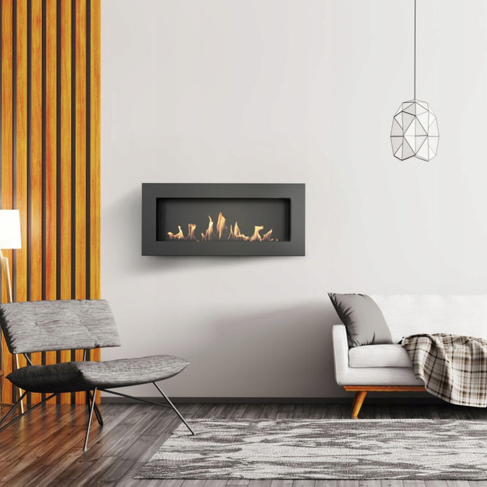 Wandkamin DELTA 2 SLIM Bioethanol – Schwarz – Ansicht 1