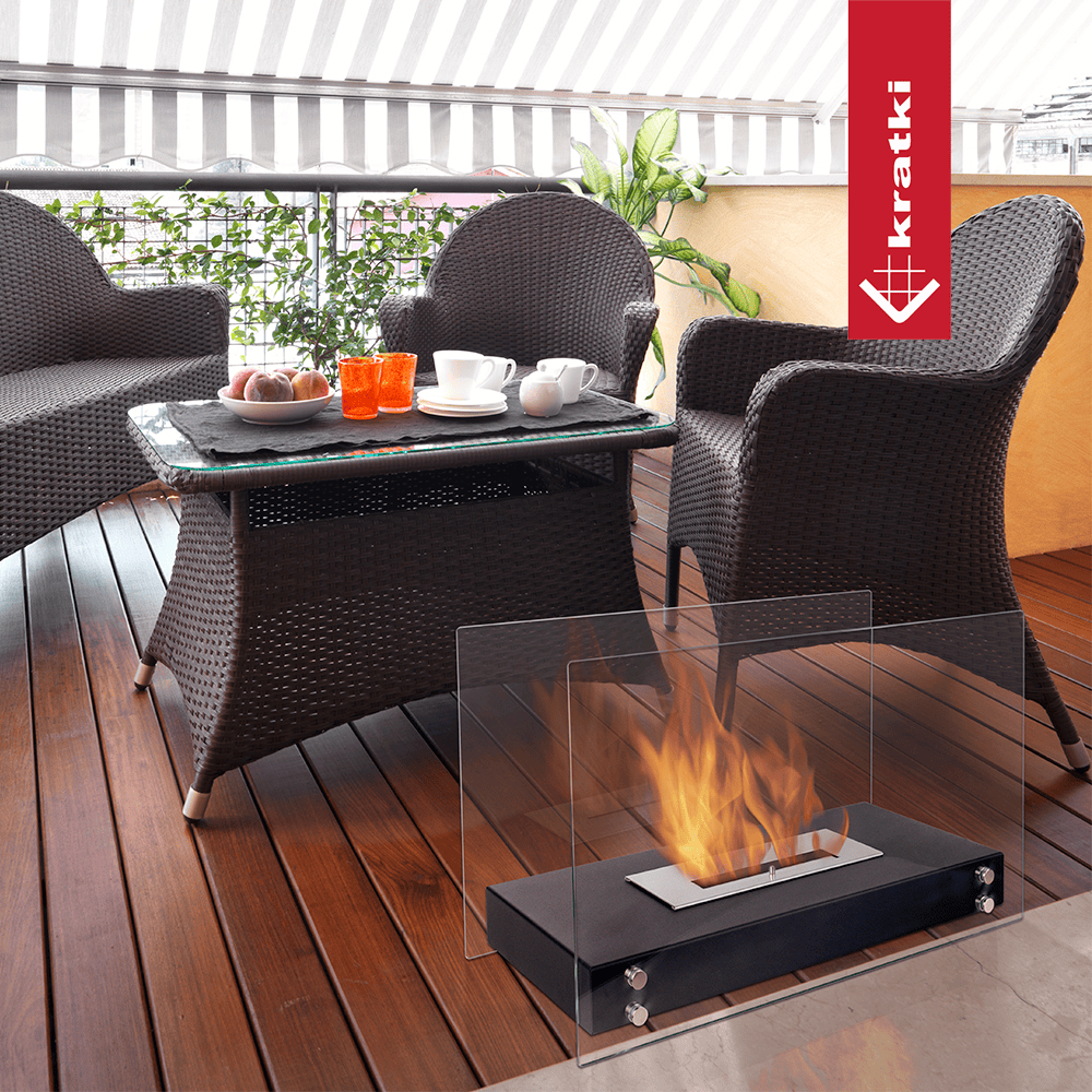 Standkamin HOTEL Bioethanol – Schwarz – Ansicht 1