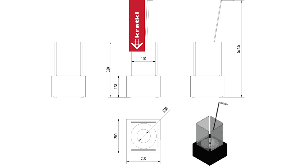 Standkamin TANGO 1 Bioethanol – Schwarz – Ansicht 5
