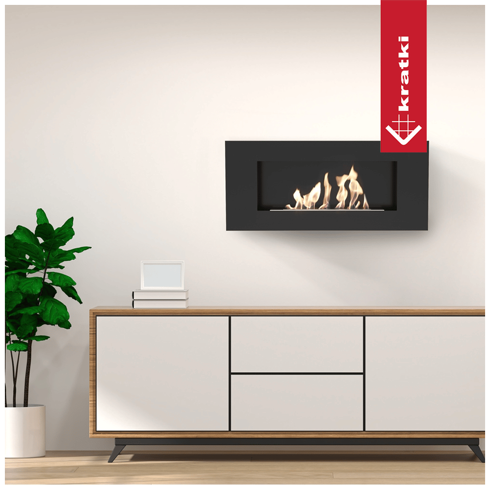 Wandkamin Delta Flat Bioethanol in Schwarz – Wohnbeispiel